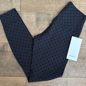 LULULEMON ALIGN HIGH-RISE PANT 25" POLKA DOT FLOCKED BLACK SIZE 4 NEW